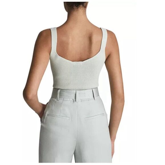 Reiss Solid Beige Sweetheart Ribbed Tank Knit Top Xs - Picture 4 of 7